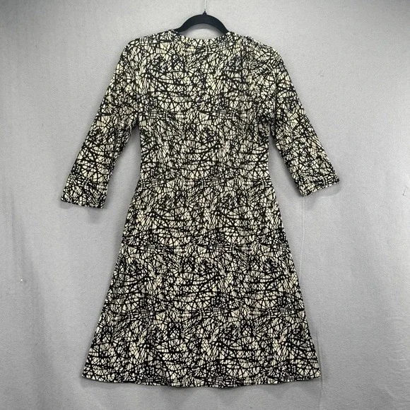 Egerie Paris Dress Womens Small Black Tan Crossover Slinky Knee Length ¾ Sleeve - Picture 2 of 12